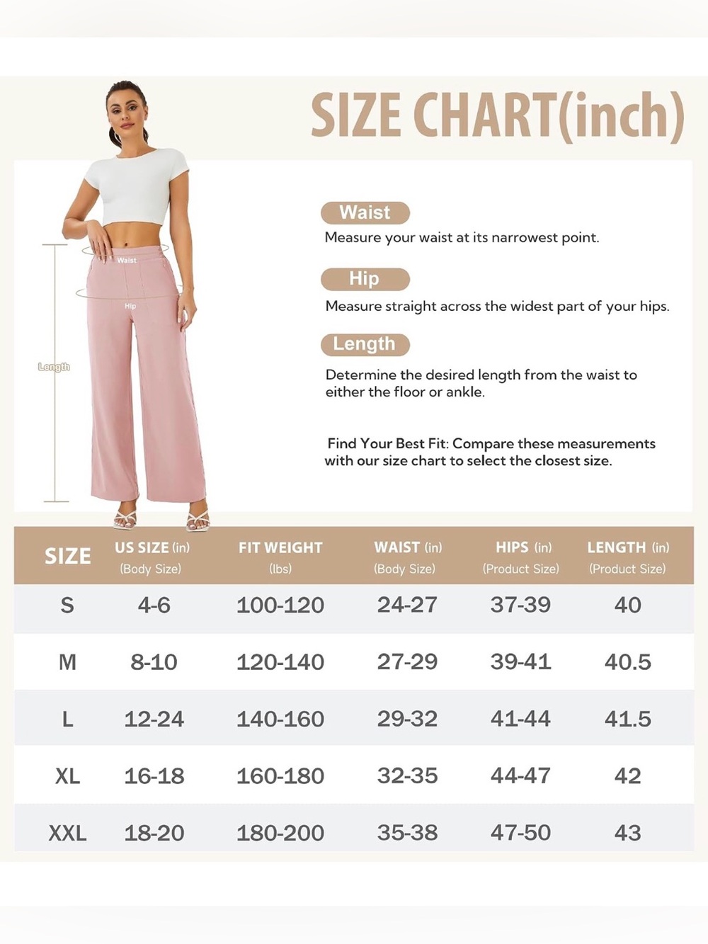 A545Women's Wide Leg Pants in Blush Pink Large NWT - Picture 5 of 5